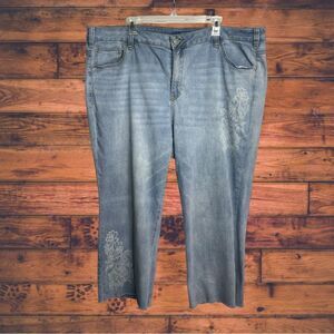 Venezia Light Washed Bleach Printed Raw Hem Jeans Size 26